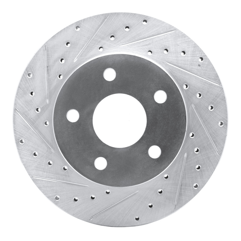 Jeep Grand Cherokee Brake Rotor (1) - Front Left - R1 Concepts - Drilled & Slotted - Silver - `99-`04